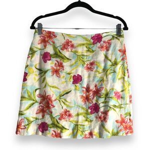 Dandy by Randi M Womens Size 6P‎ Skirt 100% Linen Size Tropical Hawaiian Floral